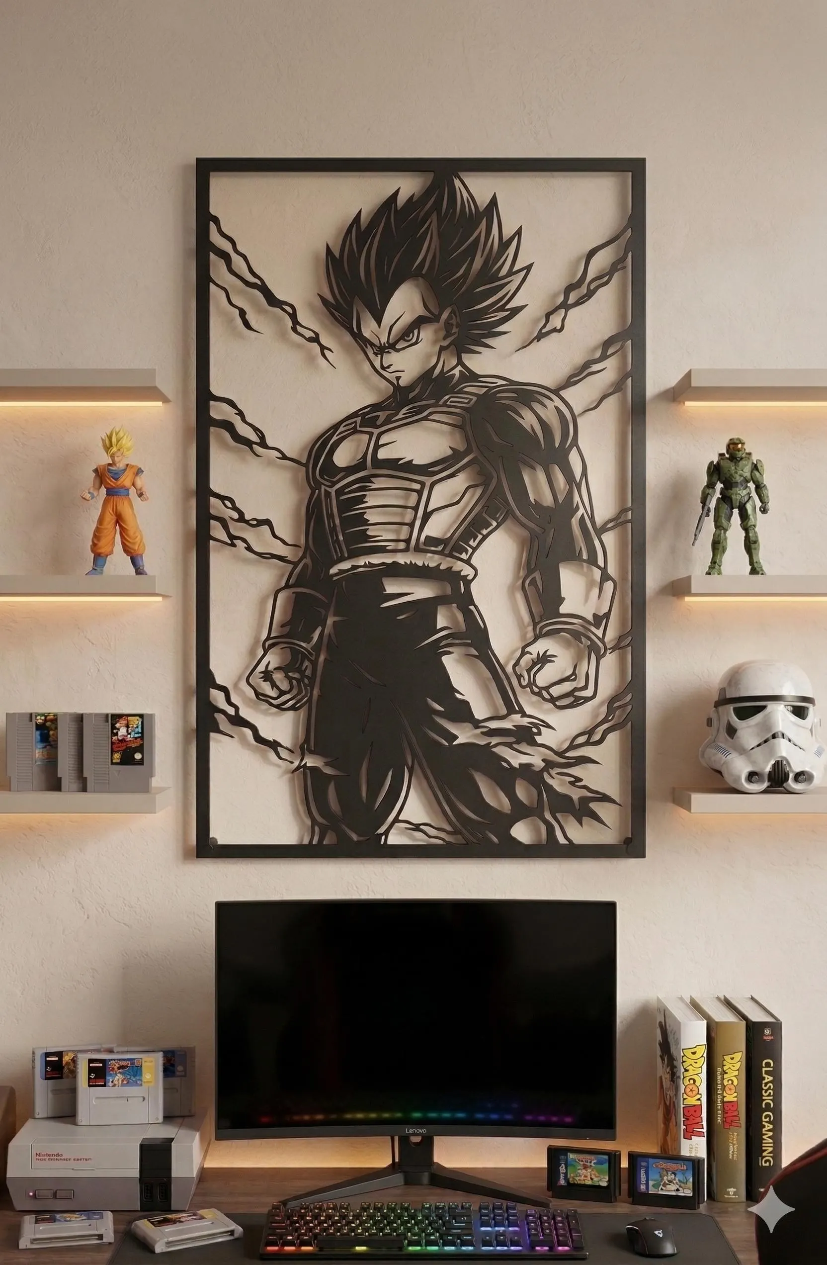 Vegeta – Décoration murale en métal inspirée du manga